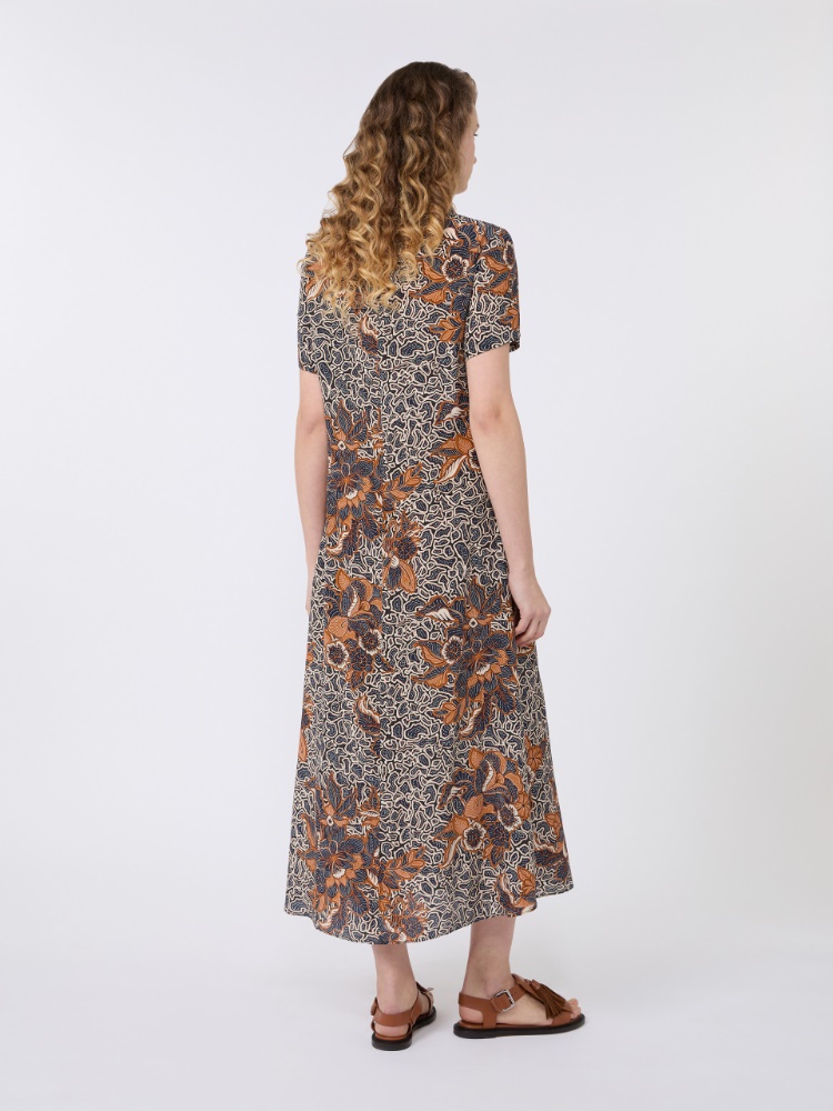 Printed silk crêpe de Chine dress - NAVY - Max Mara - 3