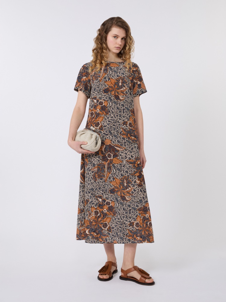 Printed silk crêpe de Chine dress - NAVY - Max Mara - 1