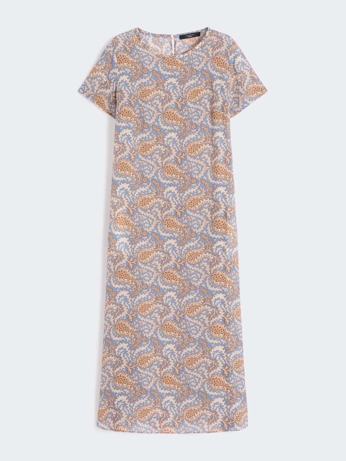 Printed silk crêpe de Chine dress - LIGHT BLUE - 5