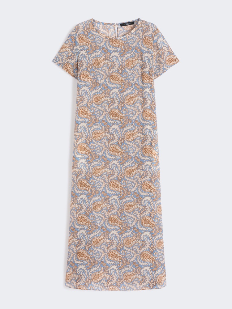 Printed silk crêpe de Chine dress - LIGHT BLUE - 5