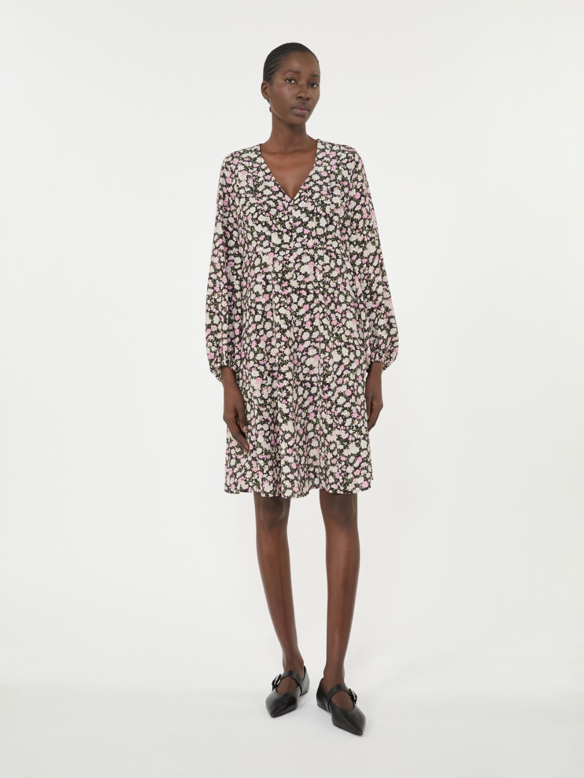 Printed silk dress - PINK - Max Mara - 5