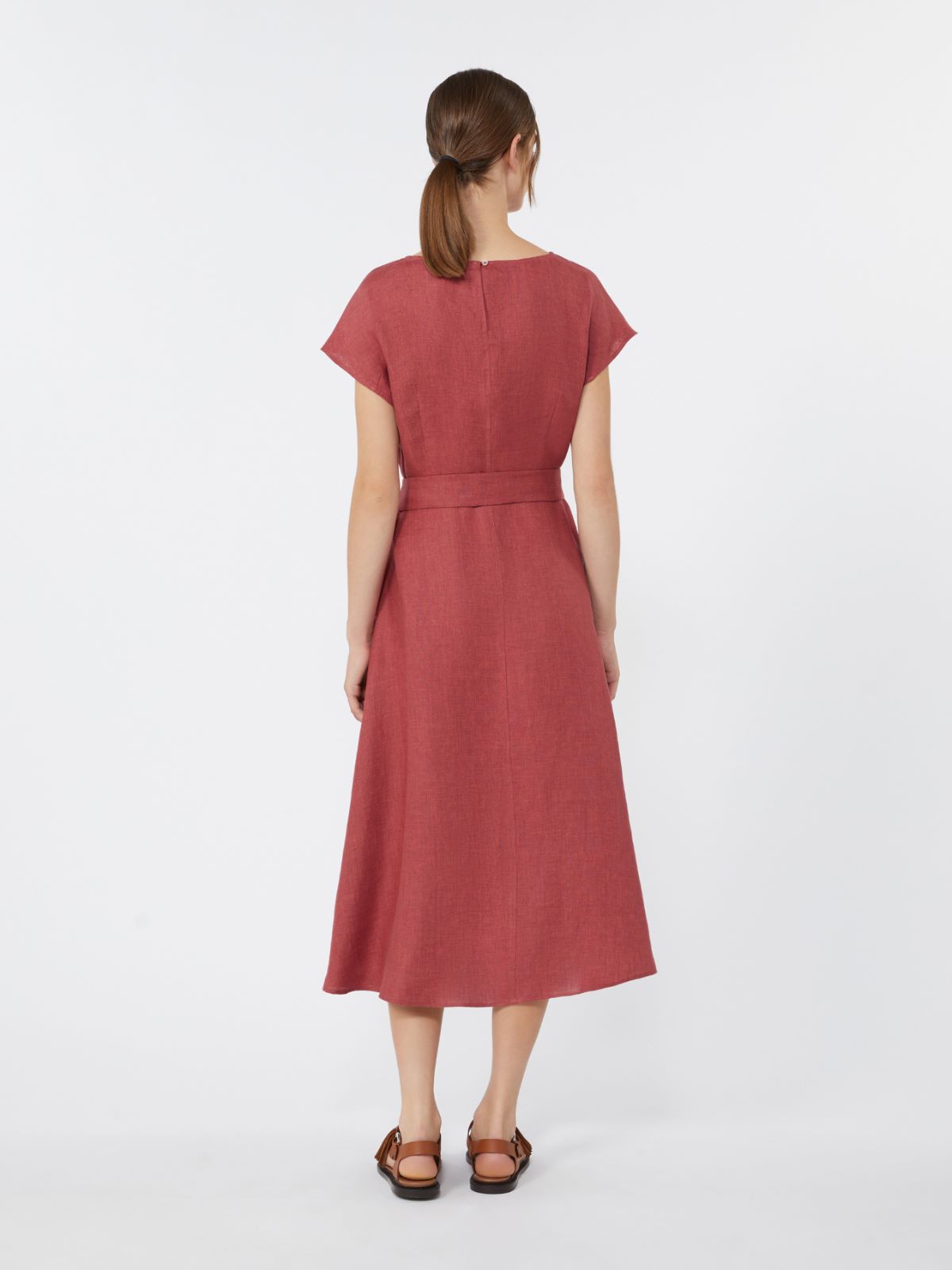 Linen canvas midi dress - CHERRY - Max Mara - 4