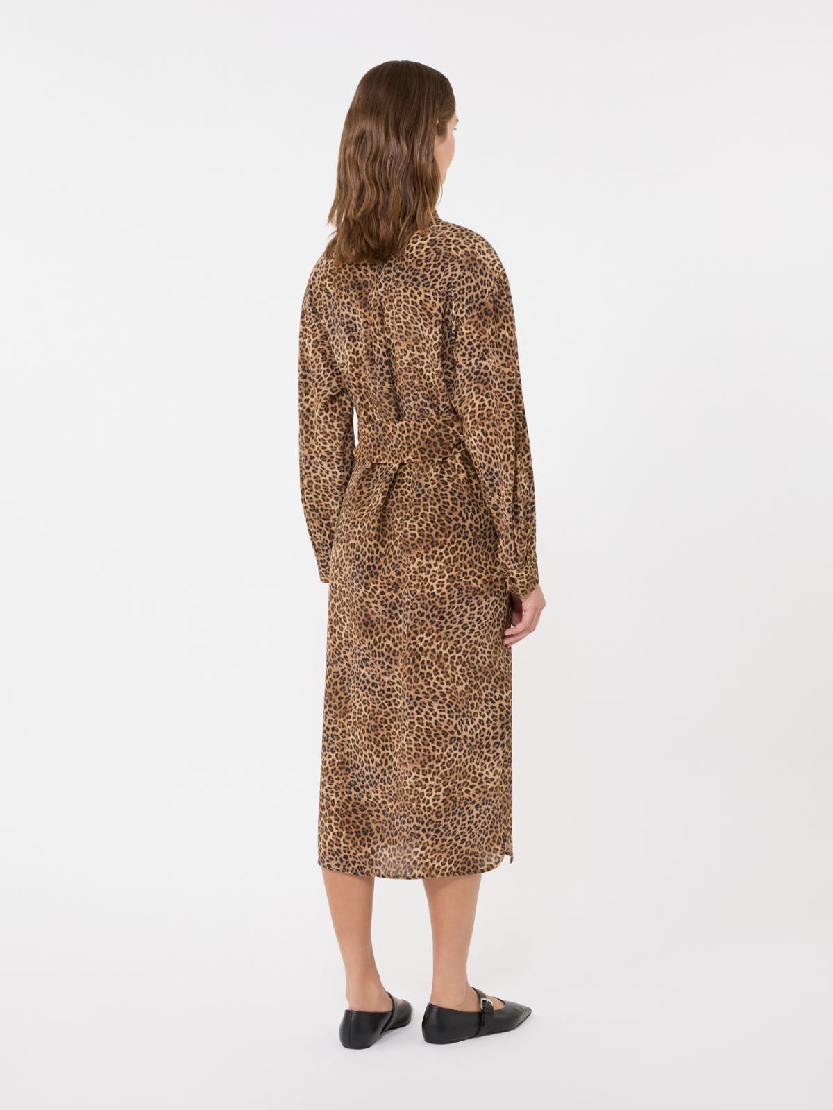 Printed silk crêpe de Chine shirt dress - CAMEL - Max Mara - 4