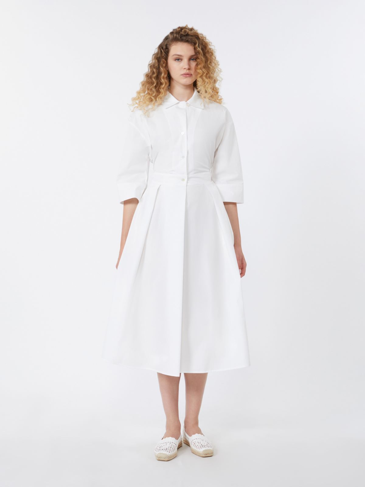 Cotton-poplin midi shirt dress - WHITE - Max Mara - 2