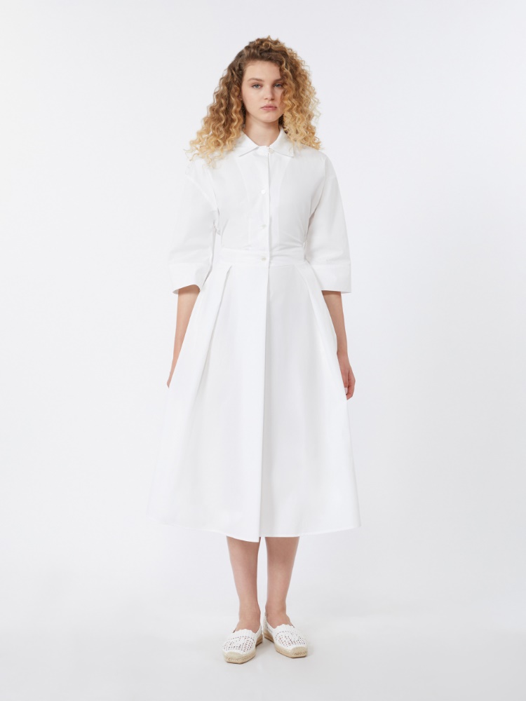 Cotton-poplin midi shirt dress - WHITE - Max Mara - 2
