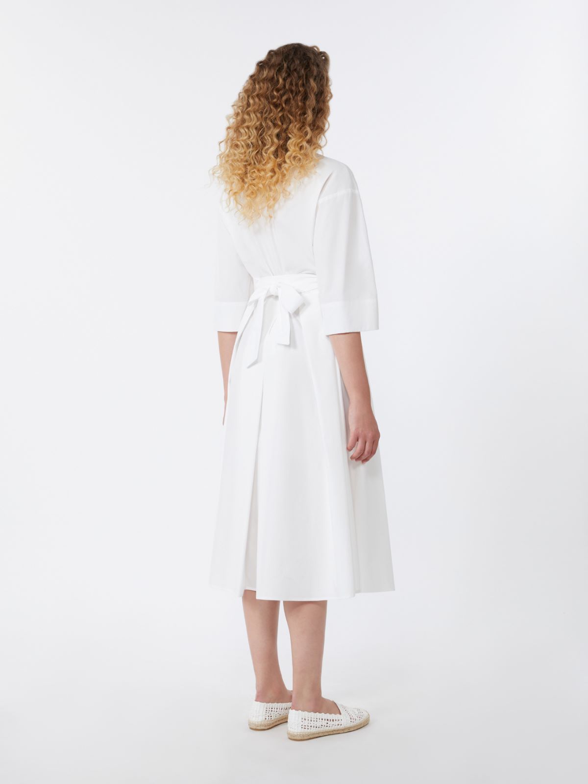 Cotton-poplin midi shirt dress - WHITE - Max Mara - 3
