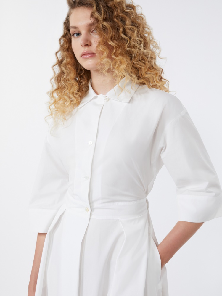 Cotton-poplin midi shirt dress - WHITE - Max Mara - 4