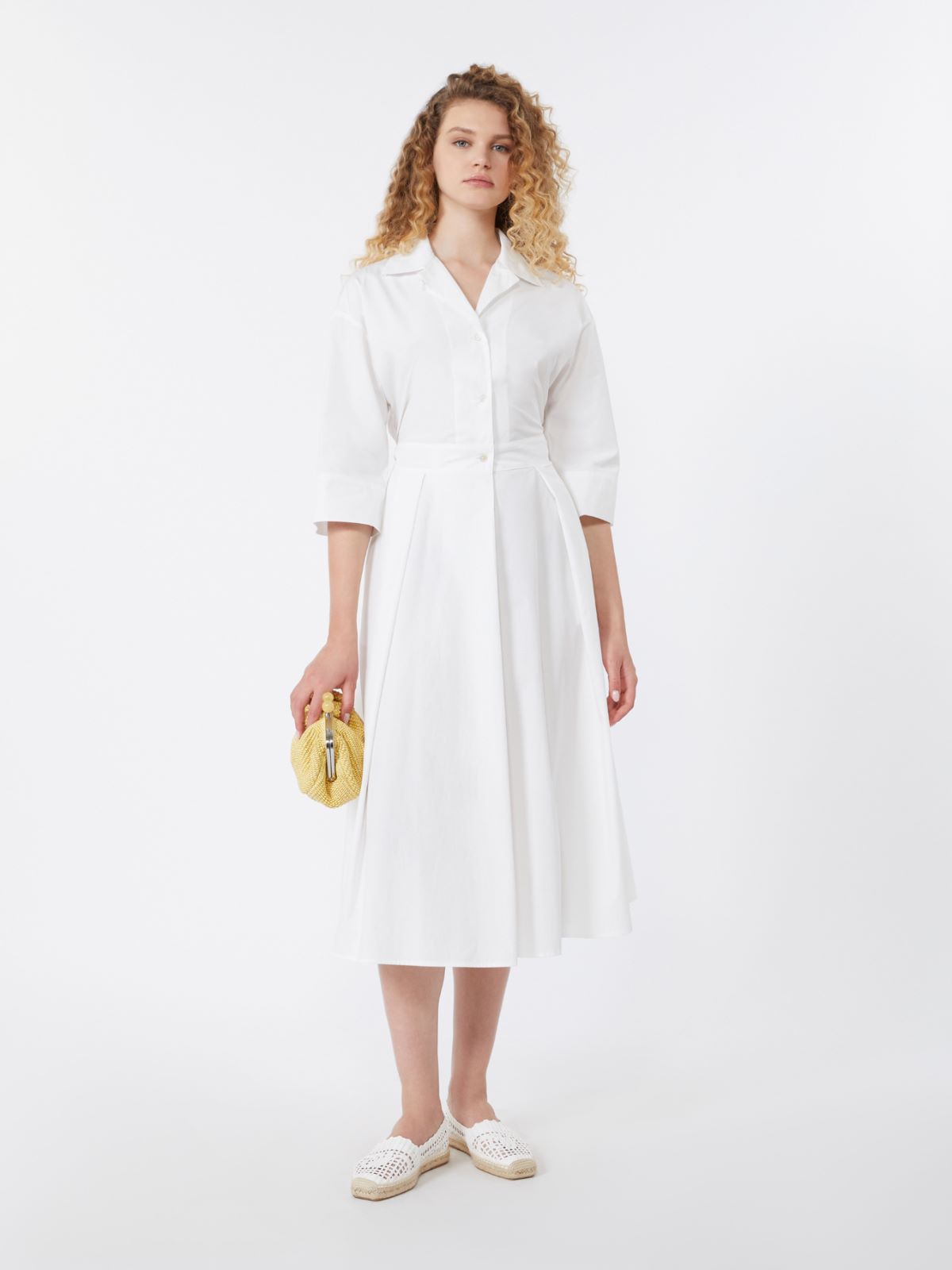 Cotton-poplin midi shirt dress - WHITE