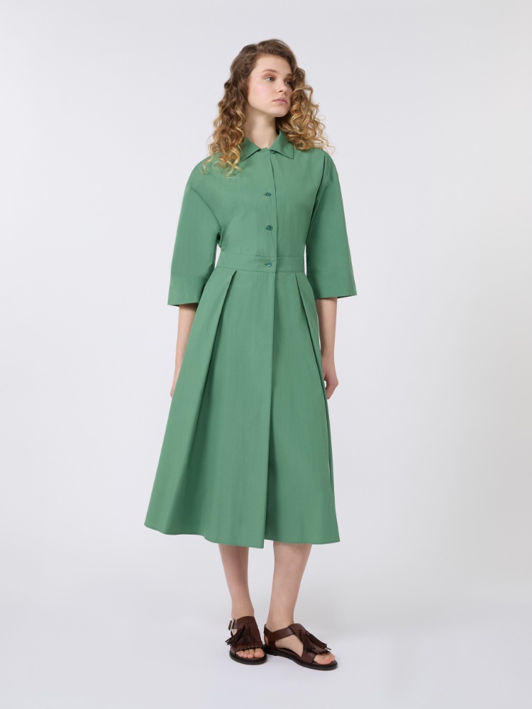 Cotton-poplin midi shirt dress - GREEN - 2