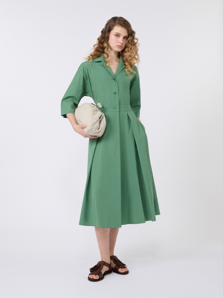 Cotton-poplin midi shirt dress - GREEN