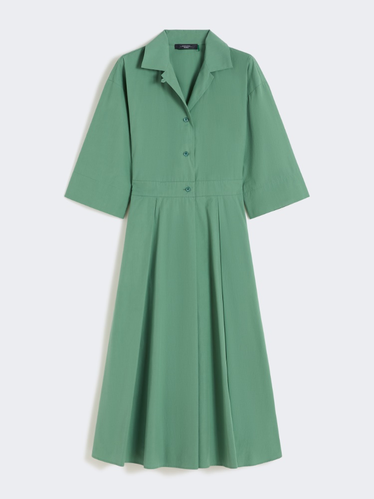Cotton-poplin midi shirt dress - GREEN