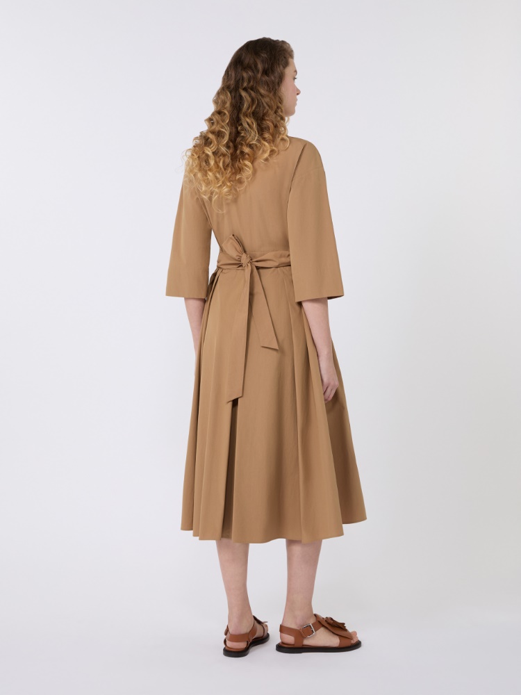 Cotton-poplin midi shirt dress - TOBACCO - 3