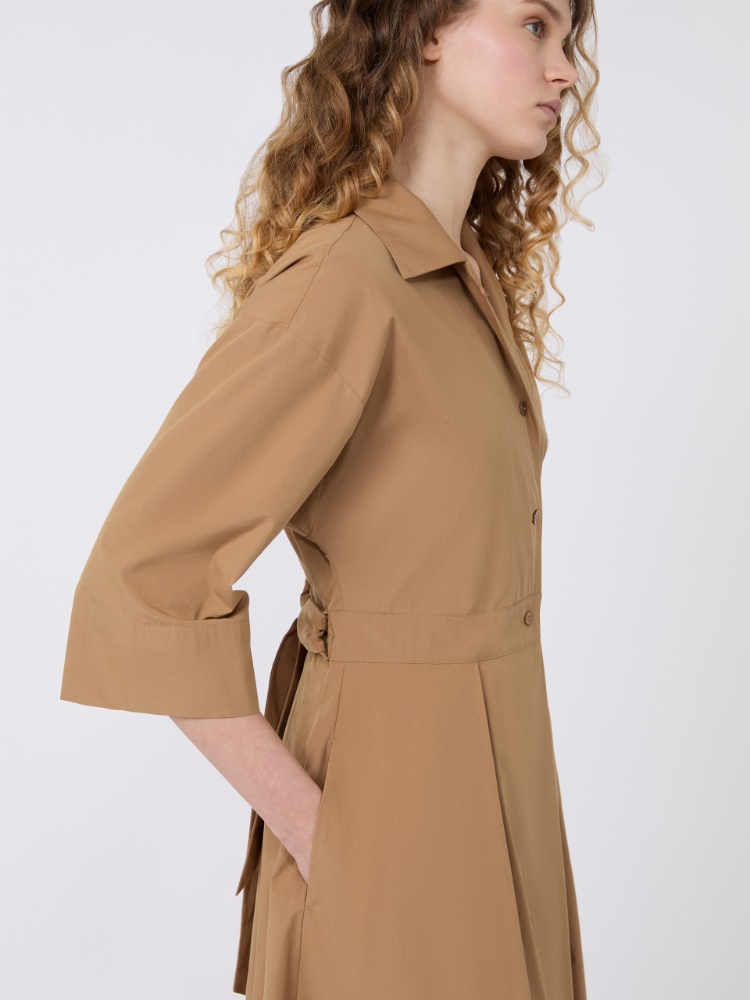 Cotton-poplin midi shirt dress - TOBACCO - 4
