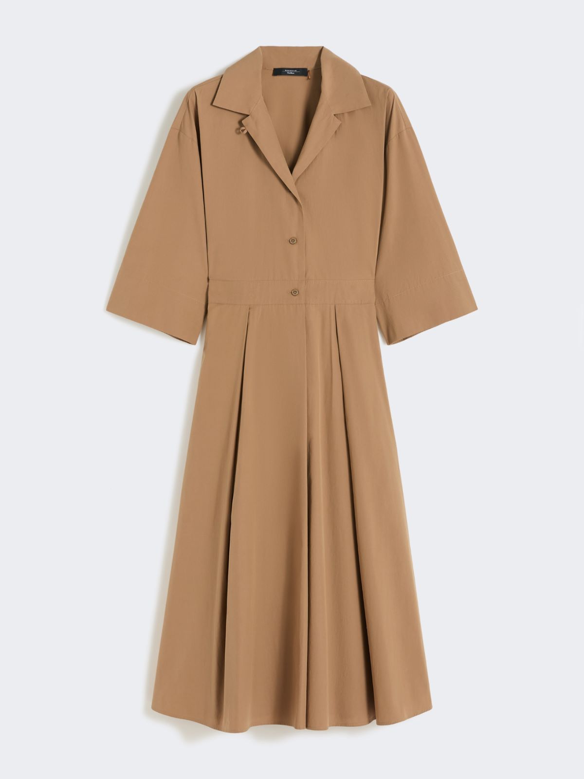 Cotton-poplin midi shirt dress - TOBACCO - 5