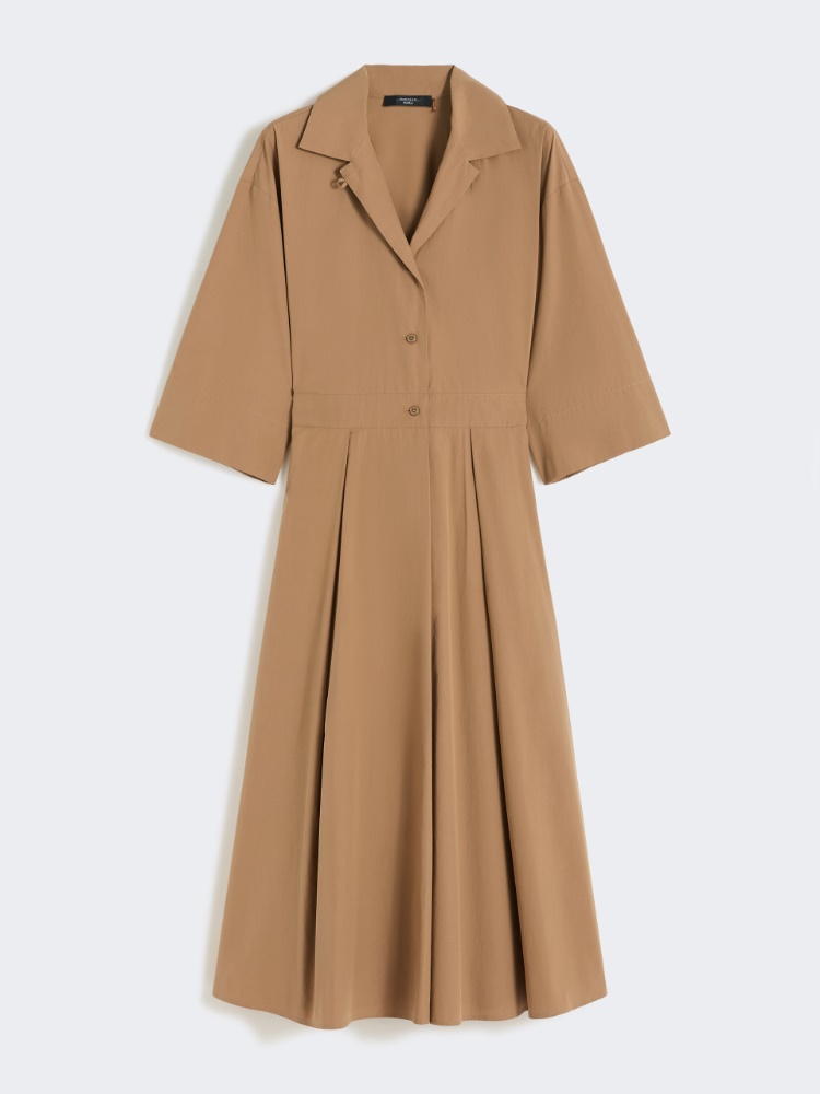 Cotton-poplin midi shirt dress - TOBACCO