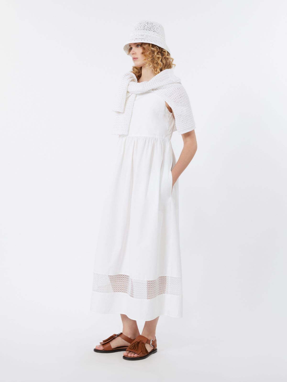 Cotton-poplin sleeveless dress - WHITE - Max Mara