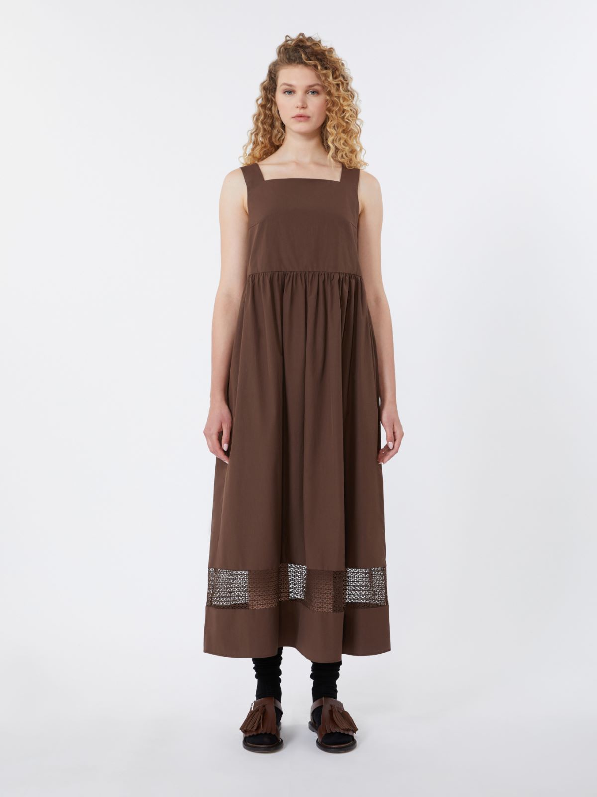 Cotton-poplin sleeveless dress - CHOCOLATE - Max Mara - 2