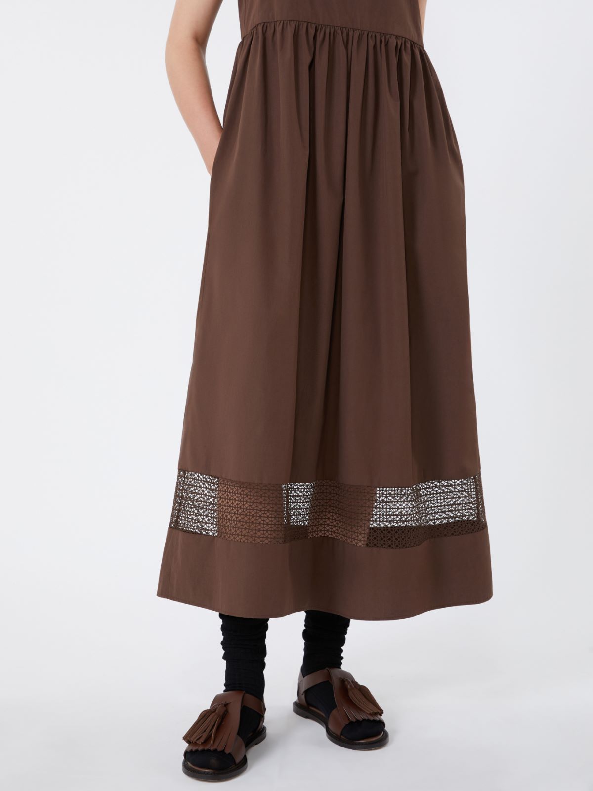 Cotton-poplin sleeveless dress - CHOCOLATE - Max Mara - 4