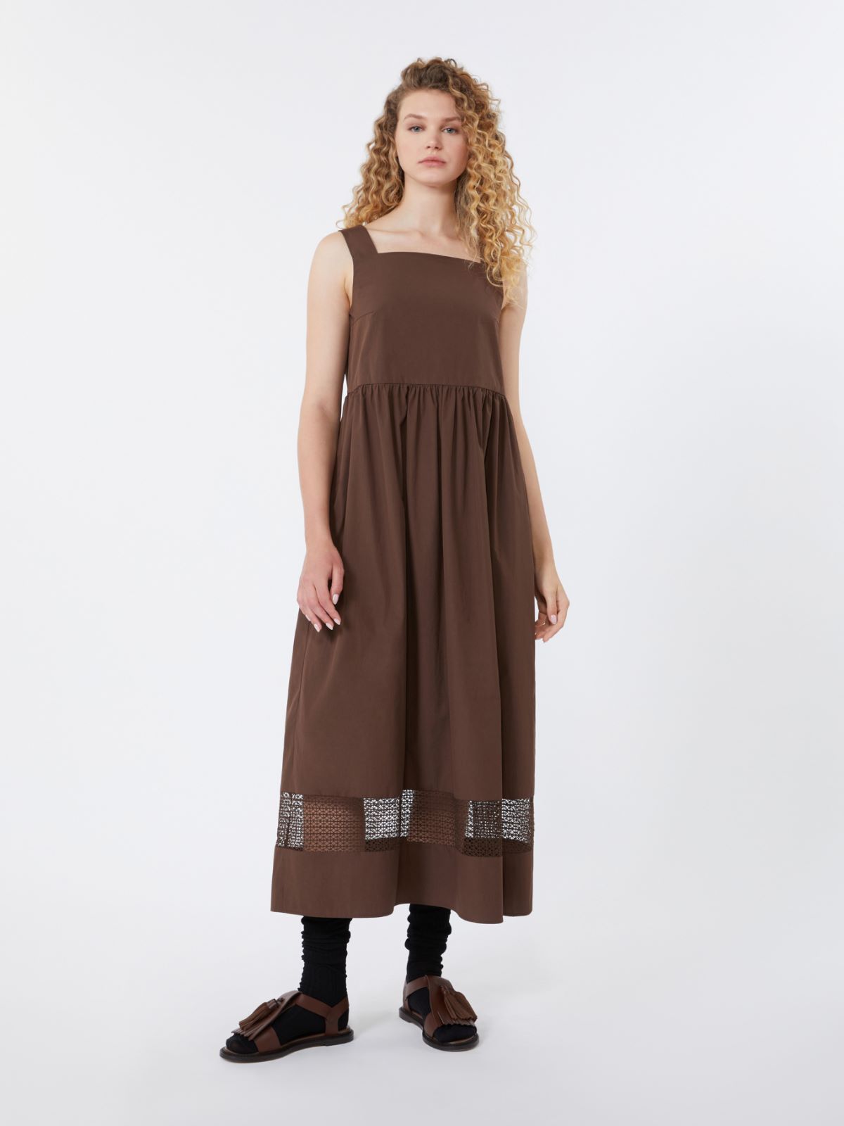 Cotton-poplin sleeveless dress - CHOCOLATE - Max Mara