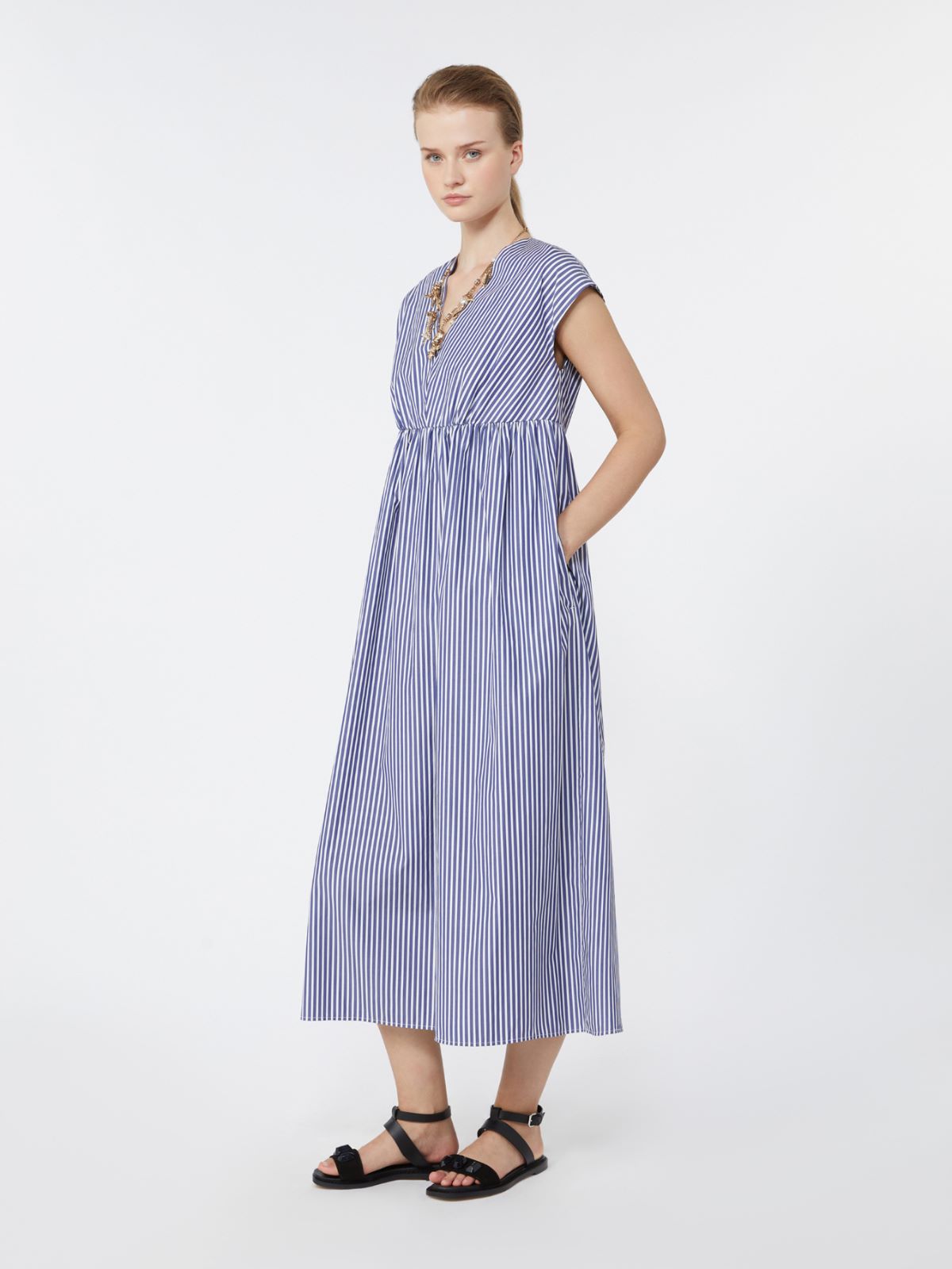 Cotton-poplin A-line dress - NAVY - Max Mara - 8
