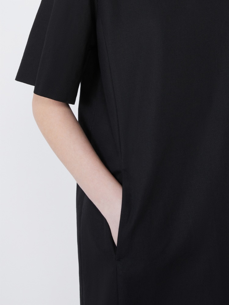 Abito corto in canvas di cotone e lino - NERO - Max Mara - 4