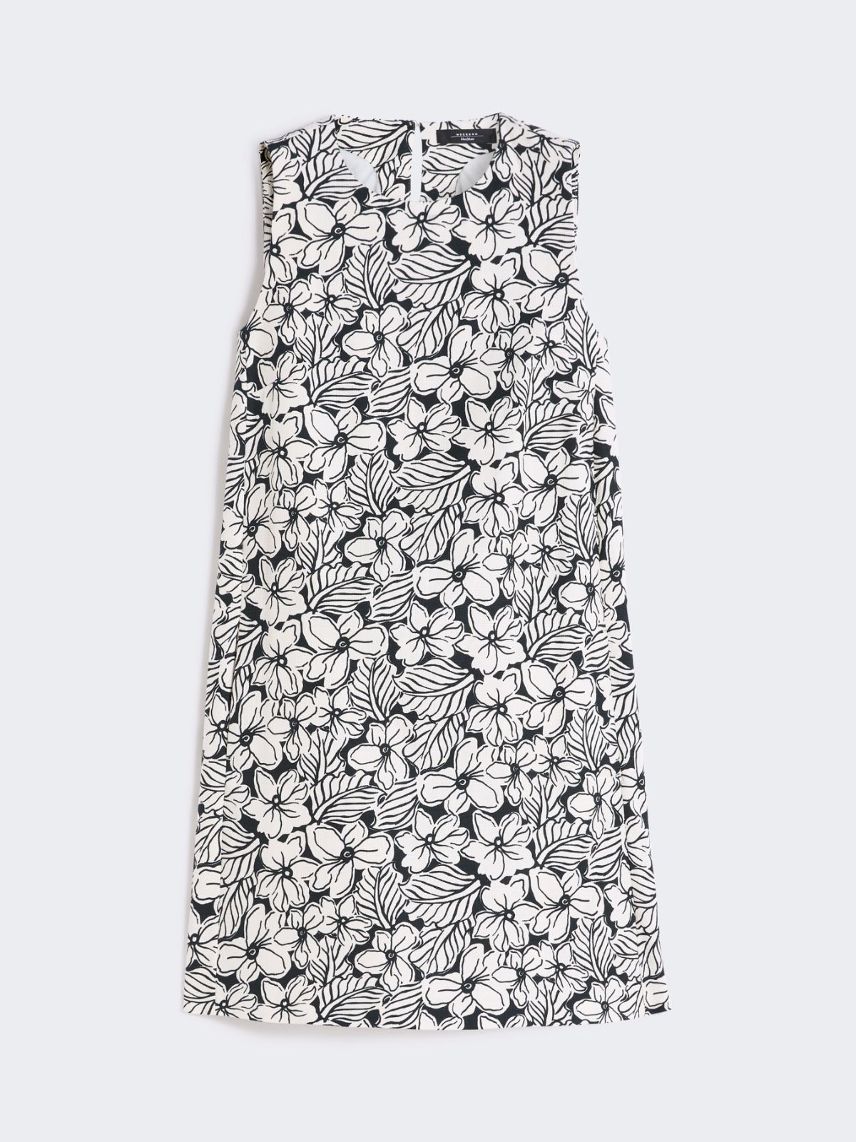 Printed cotton basketweave A-line dress - BLACK - Max Mara - 5