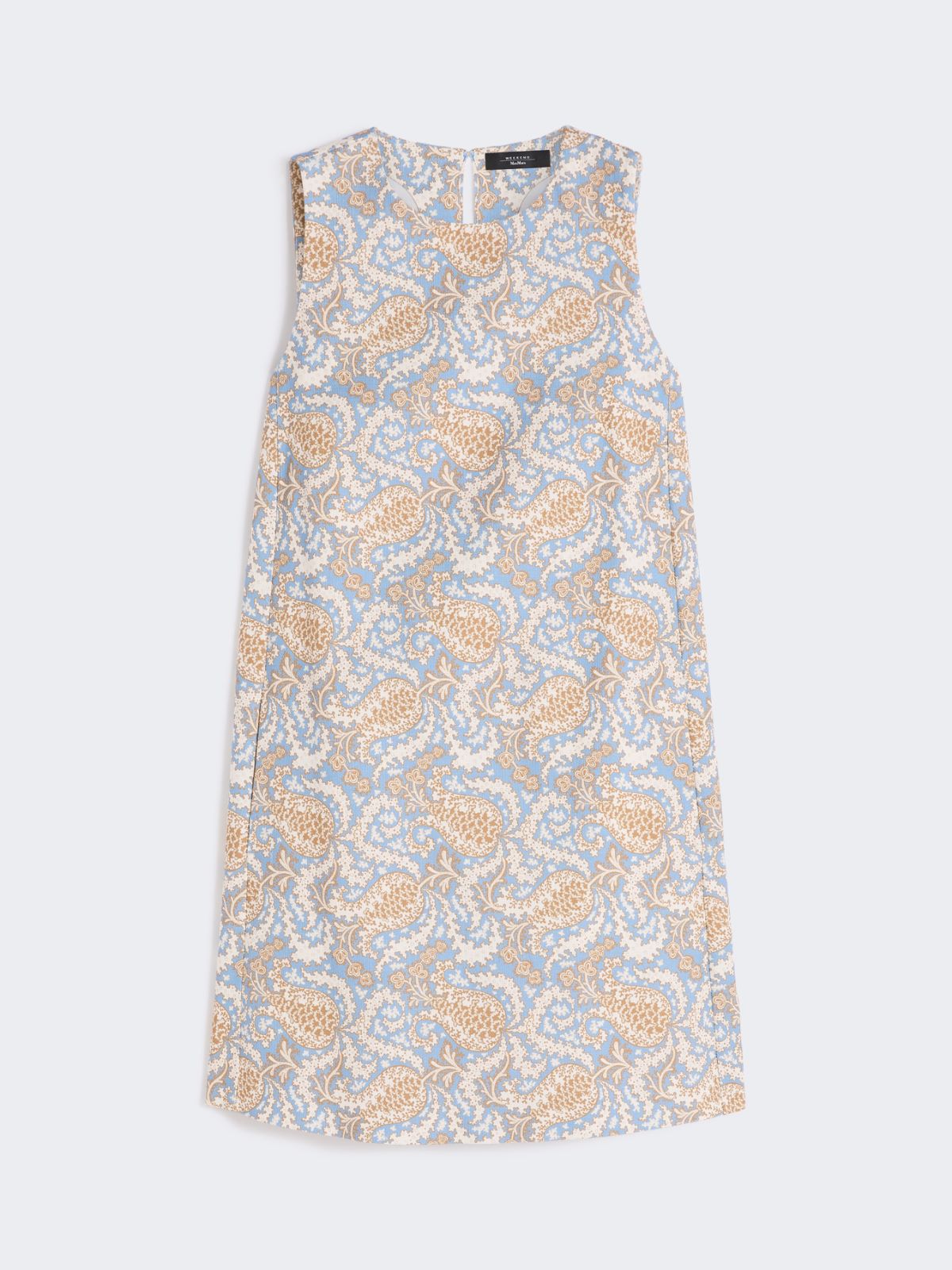 Printed cotton basketweave A-line dress - LIGHT BLUE - Max Mara - 5