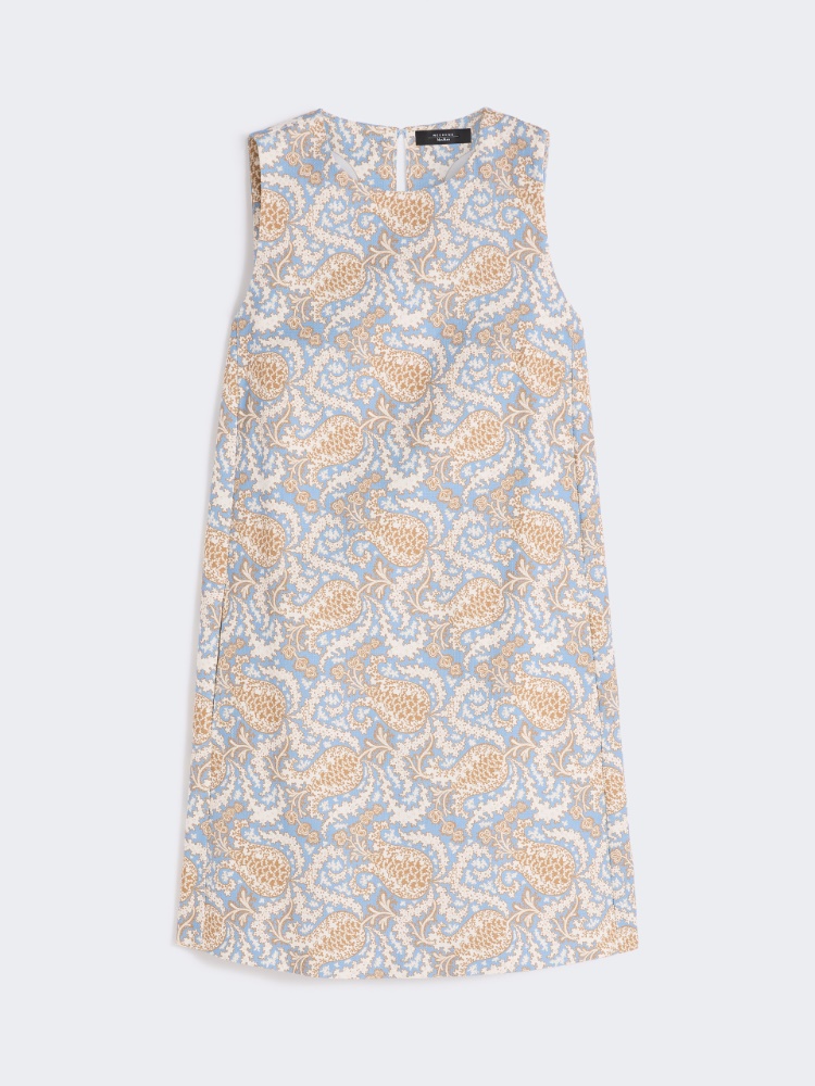 Printed cotton basketweave A-line dress - LIGHT BLUE - Max Mara - 5