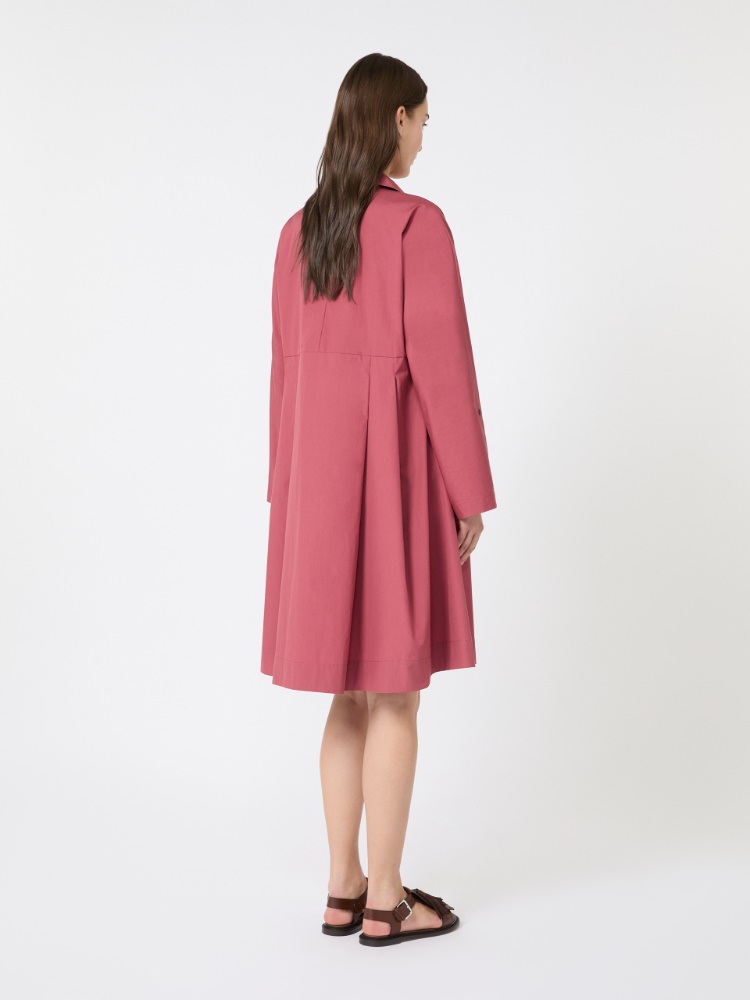 Flared cotton-poplin dress - CHERRY - 3
