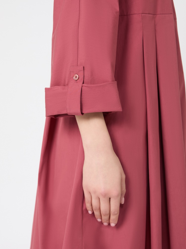 Flared cotton-poplin dress - CHERRY - 4