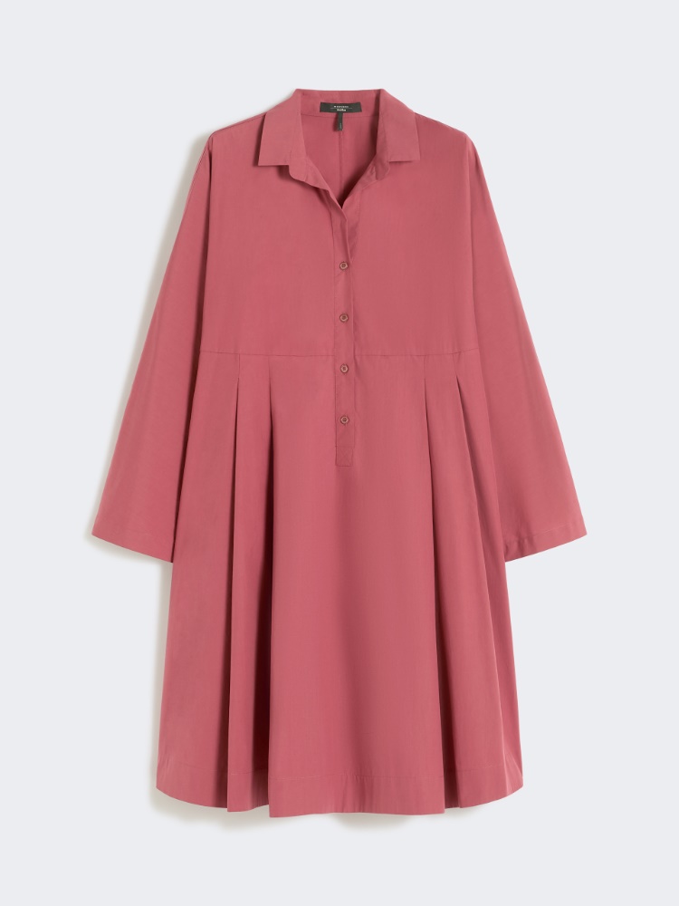 Flared cotton-poplin dress - CHERRY - 5