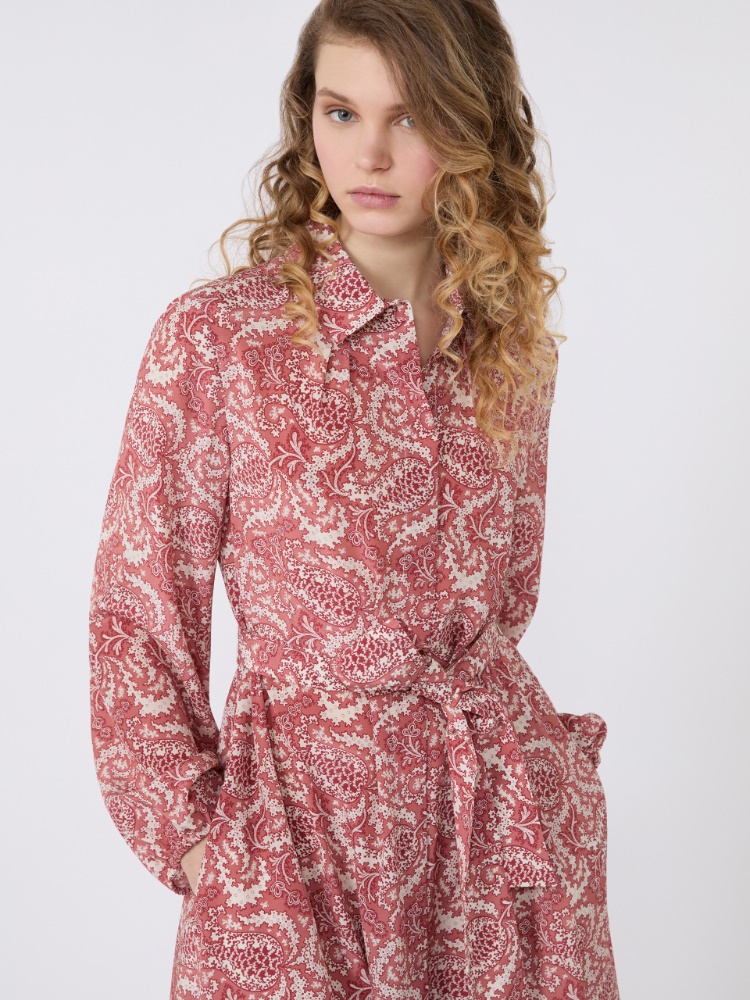 Printed silk shirt dress - CHERRY - Max Mara - 4