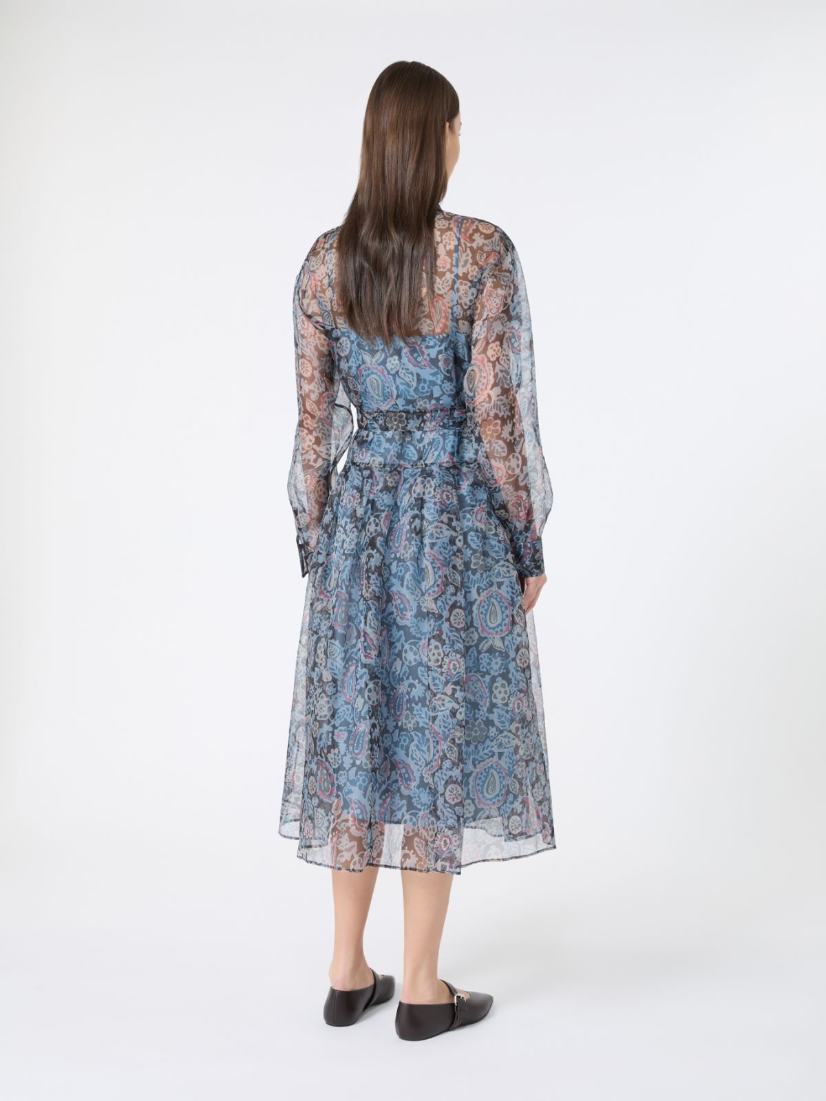 Printed silk shirt dress - LIGHT BLUE - Max Mara - 5