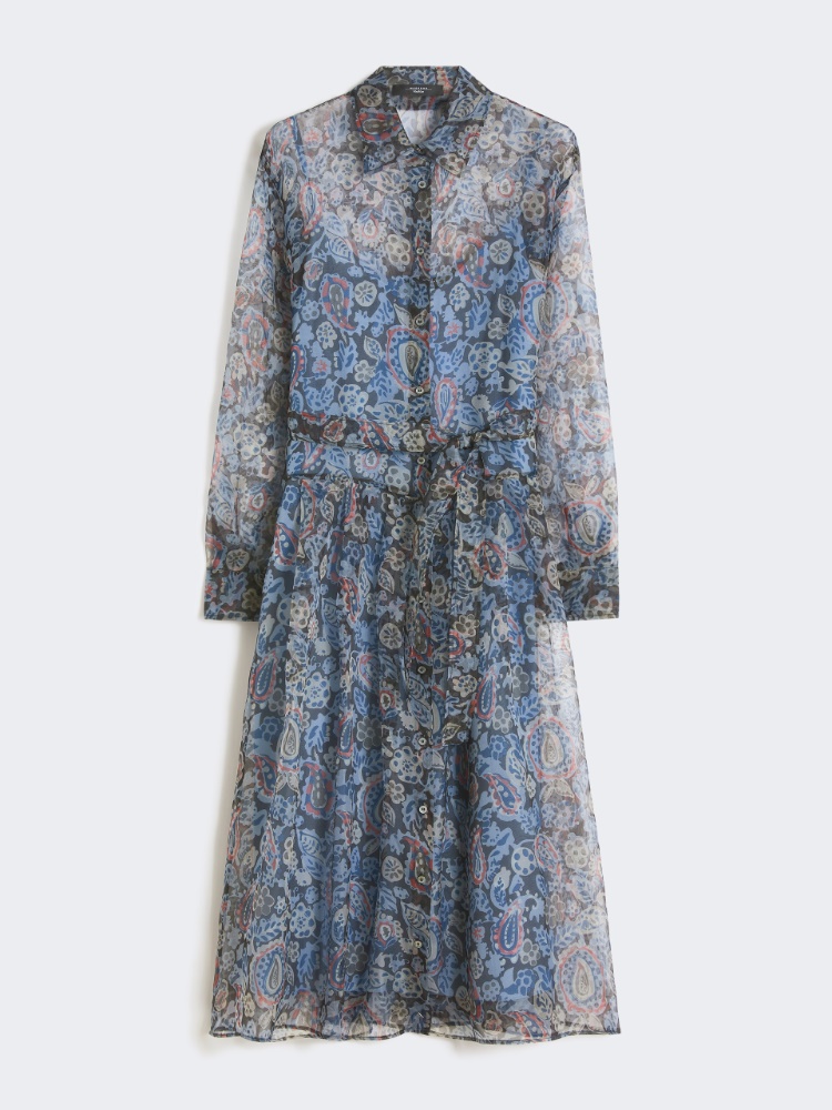 Printed silk shirt dress - LIGHT BLUE - Max Mara