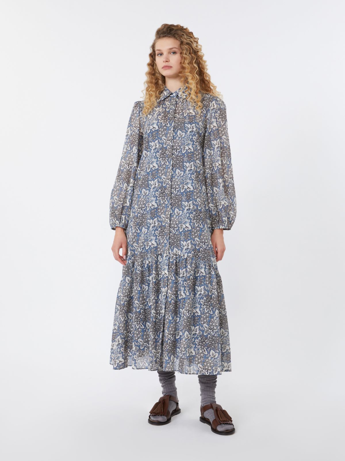 Voile patterned shirt dress - NAVY - Max Mara - 2