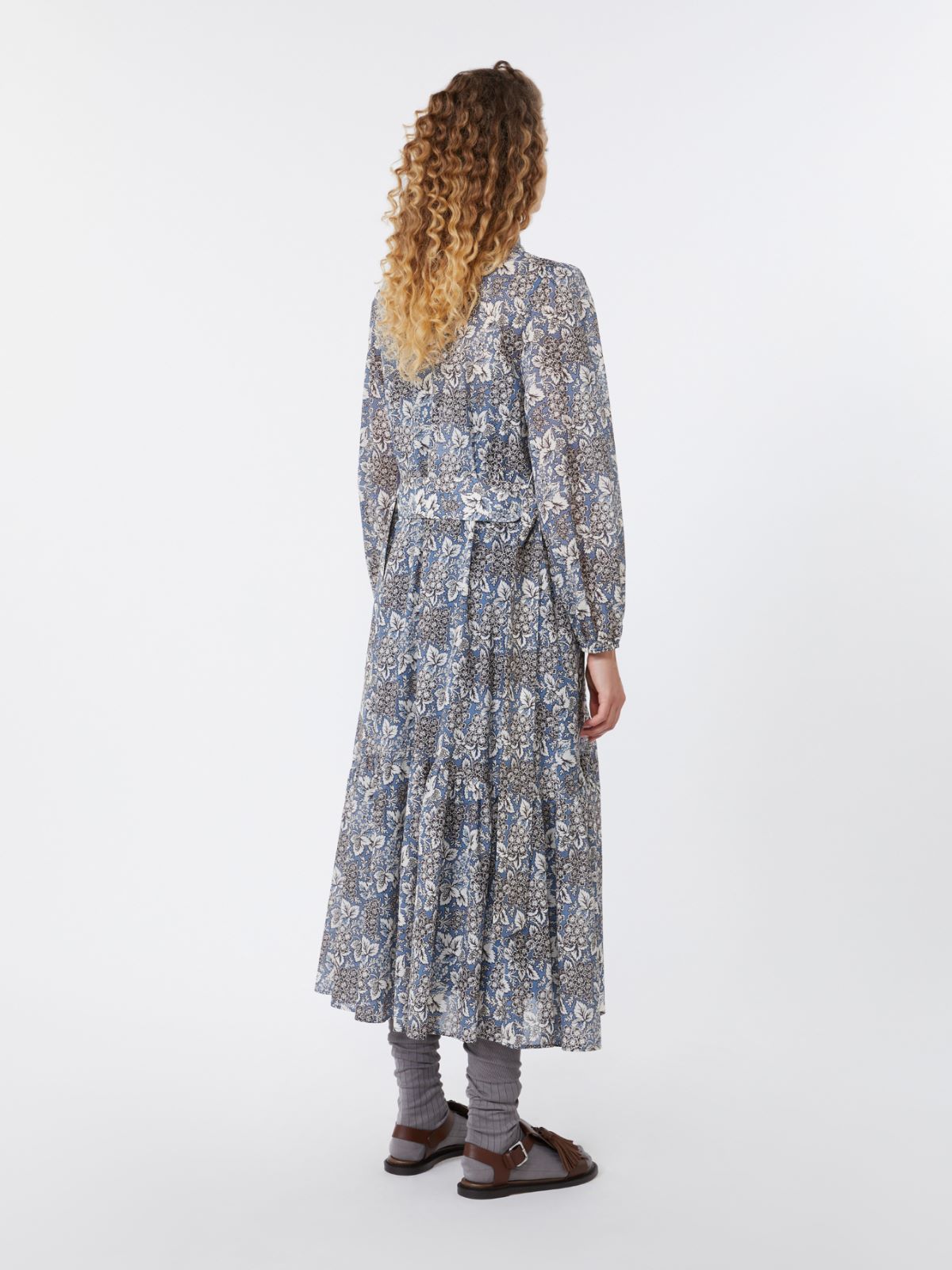 Voile patterned shirt dress - NAVY - Max Mara - 3