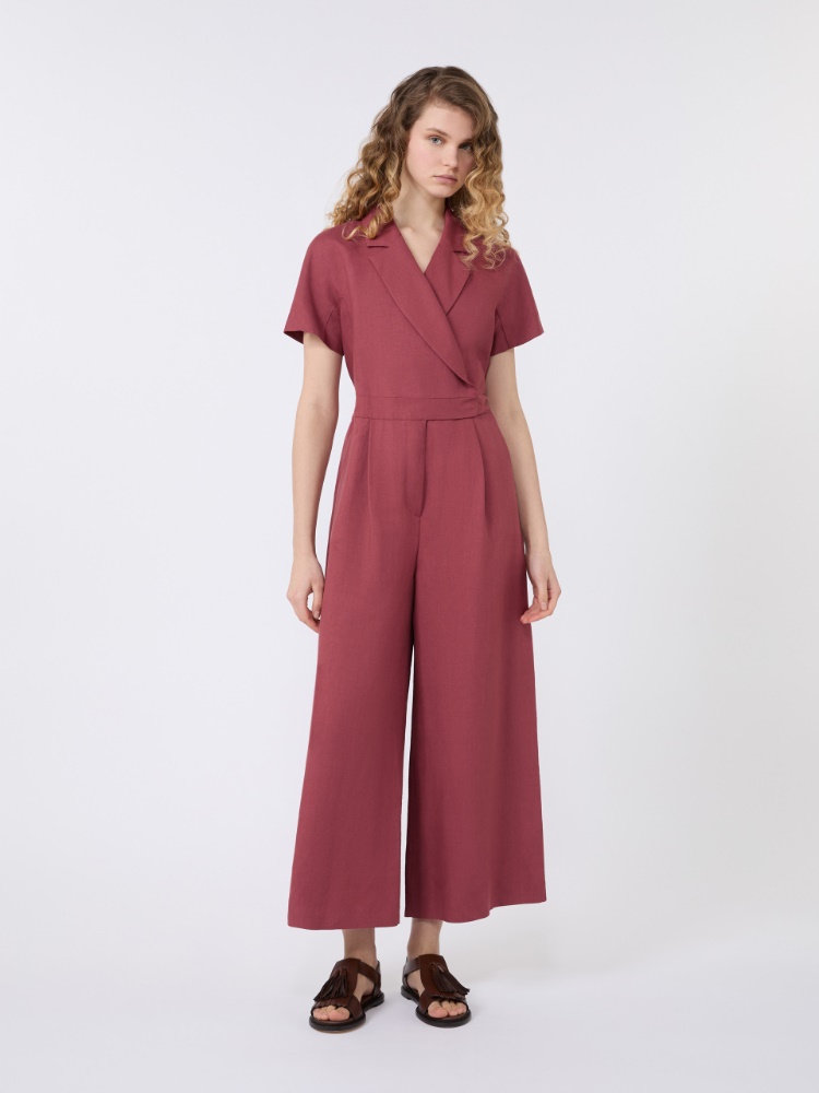 Viscose and linen batavia jumpsuit - CHERRY - Max Mara - 2
