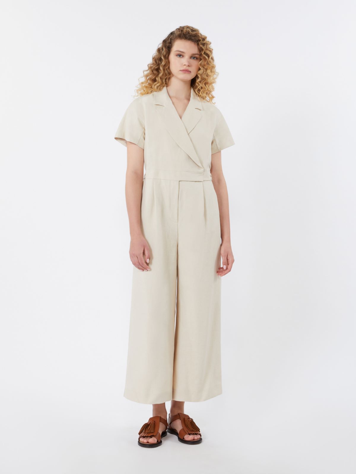 Viscose and linen batavia jumpsuit - BEIGE - Max Mara - 9