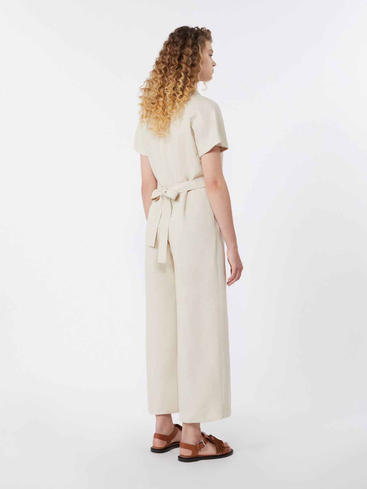 Viscose and linen batavia jumpsuit - BEIGE - Max Mara - 9