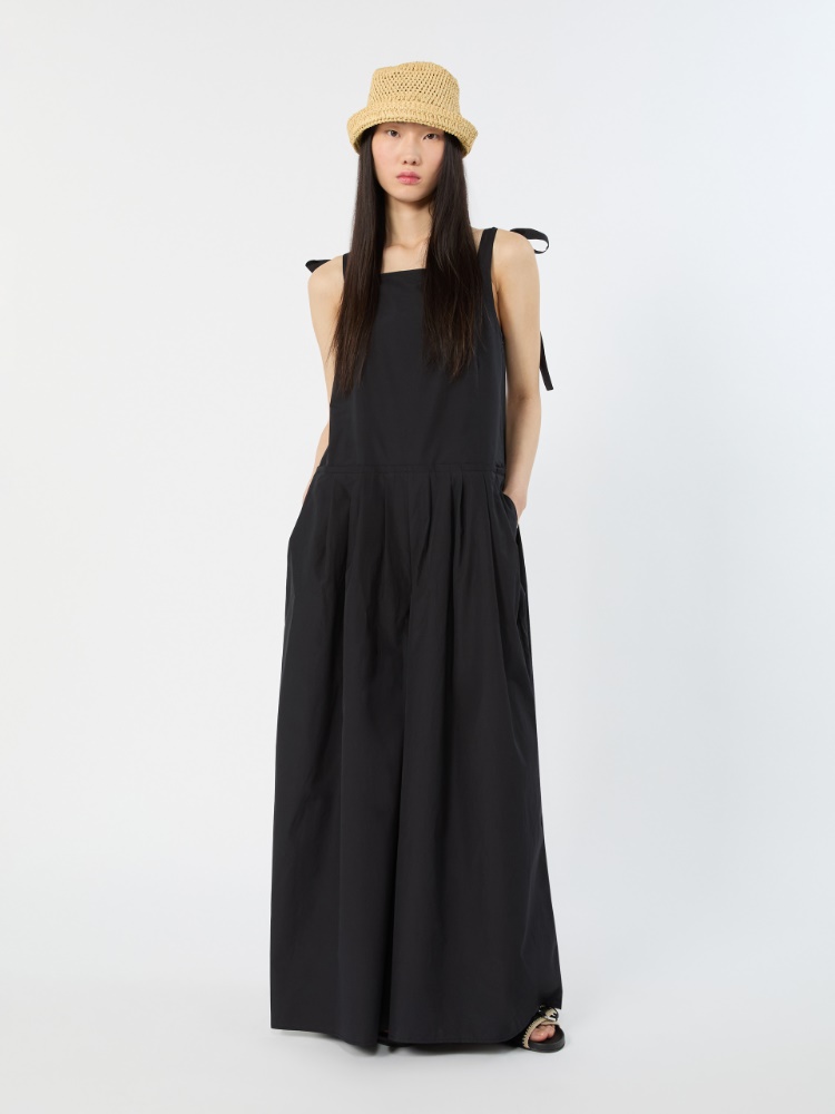Cotton poplin jumpsuit - BLACK - 1