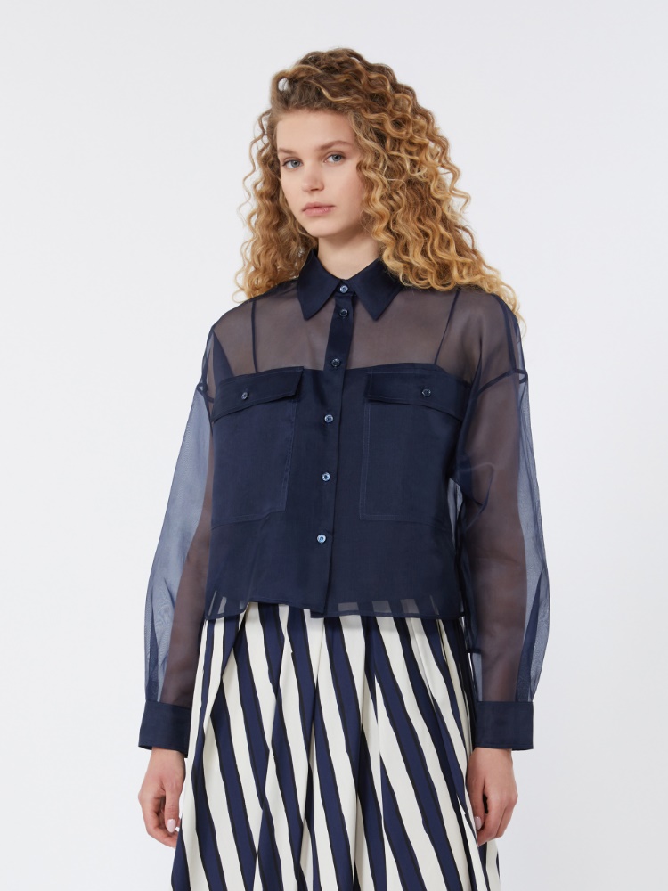 Silk organza shirt - NAVY - Max Mara - 2