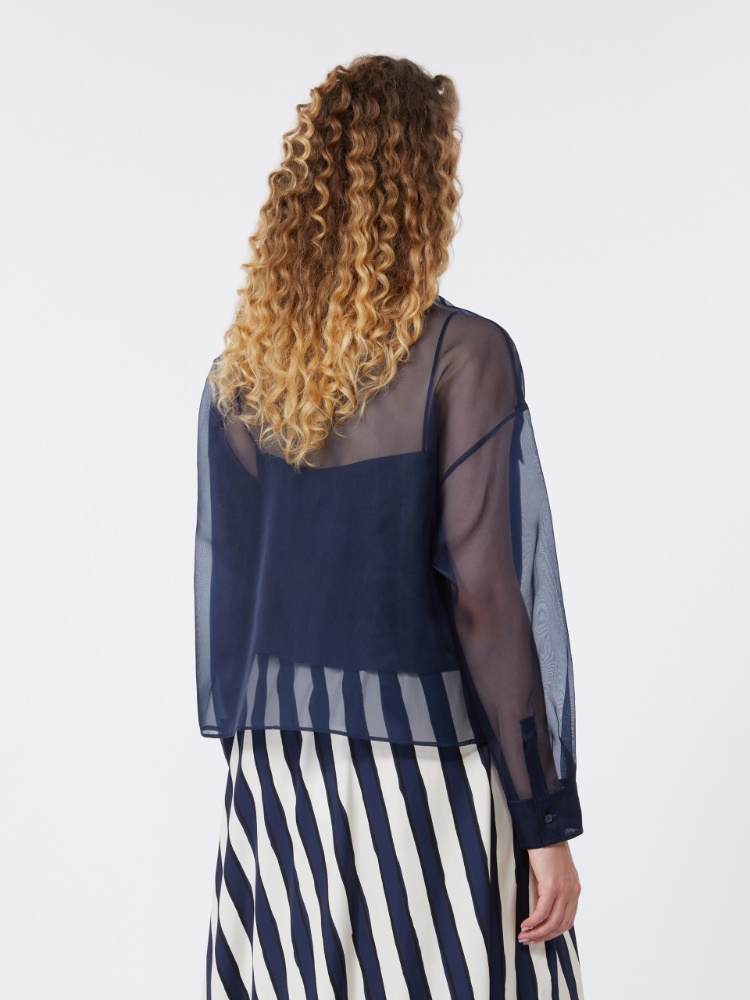 Silk organza shirt - NAVY - Max Mara - 3