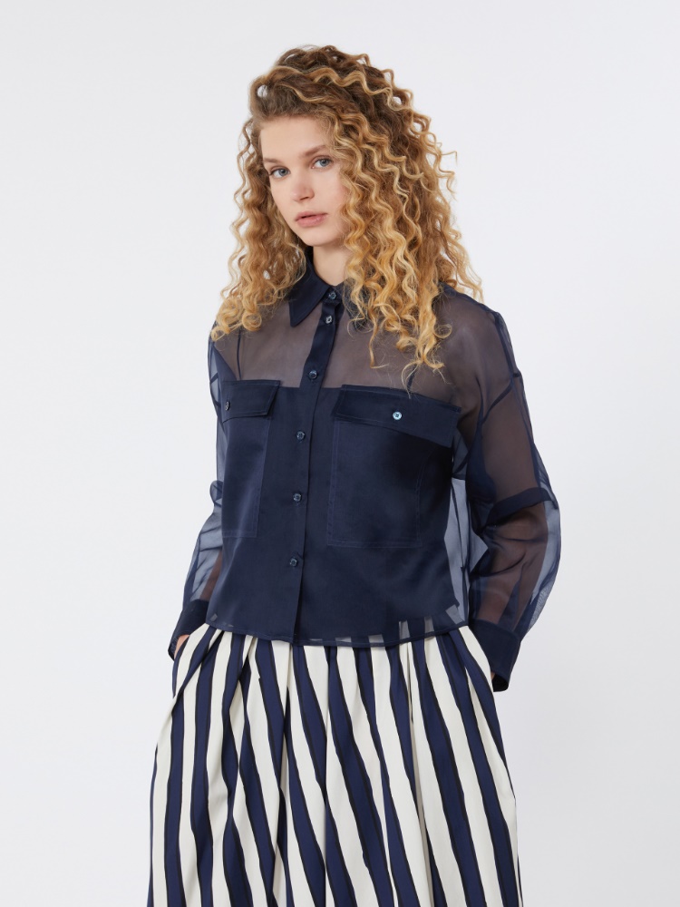 Silk organza shirt - NAVY - Max Mara - 4