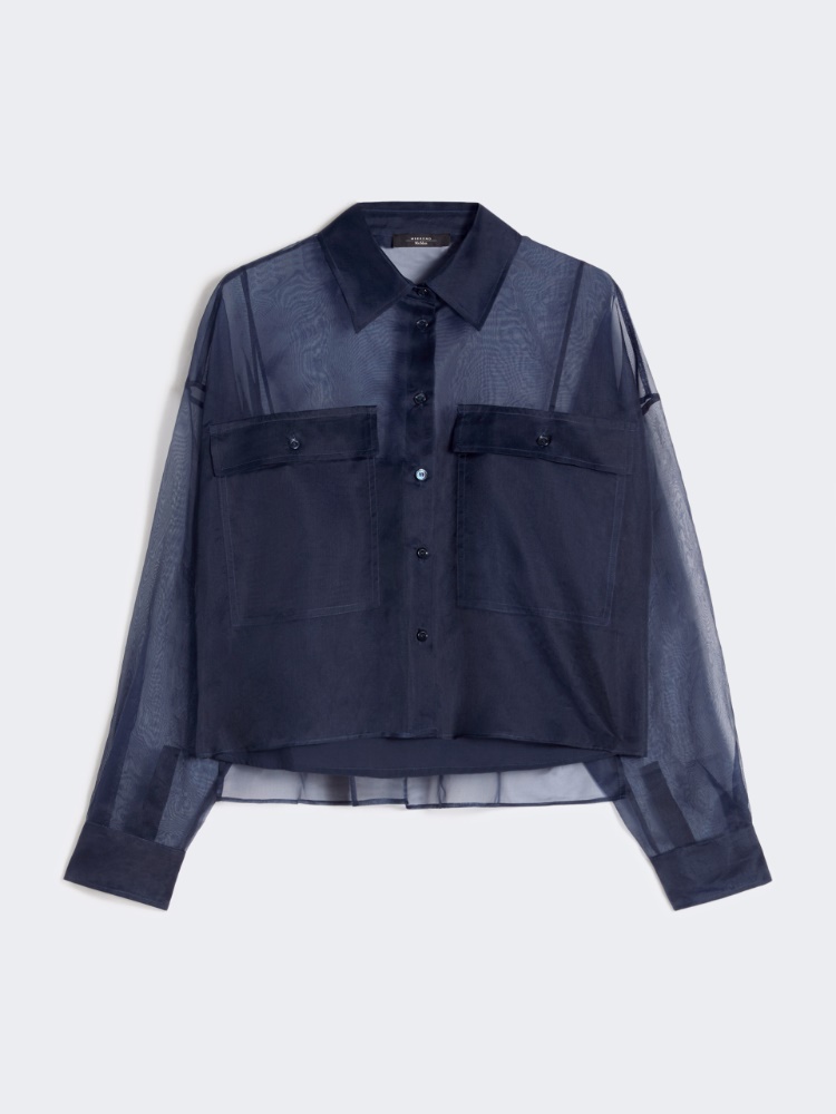 Silk organza shirt - NAVY - Max Mara