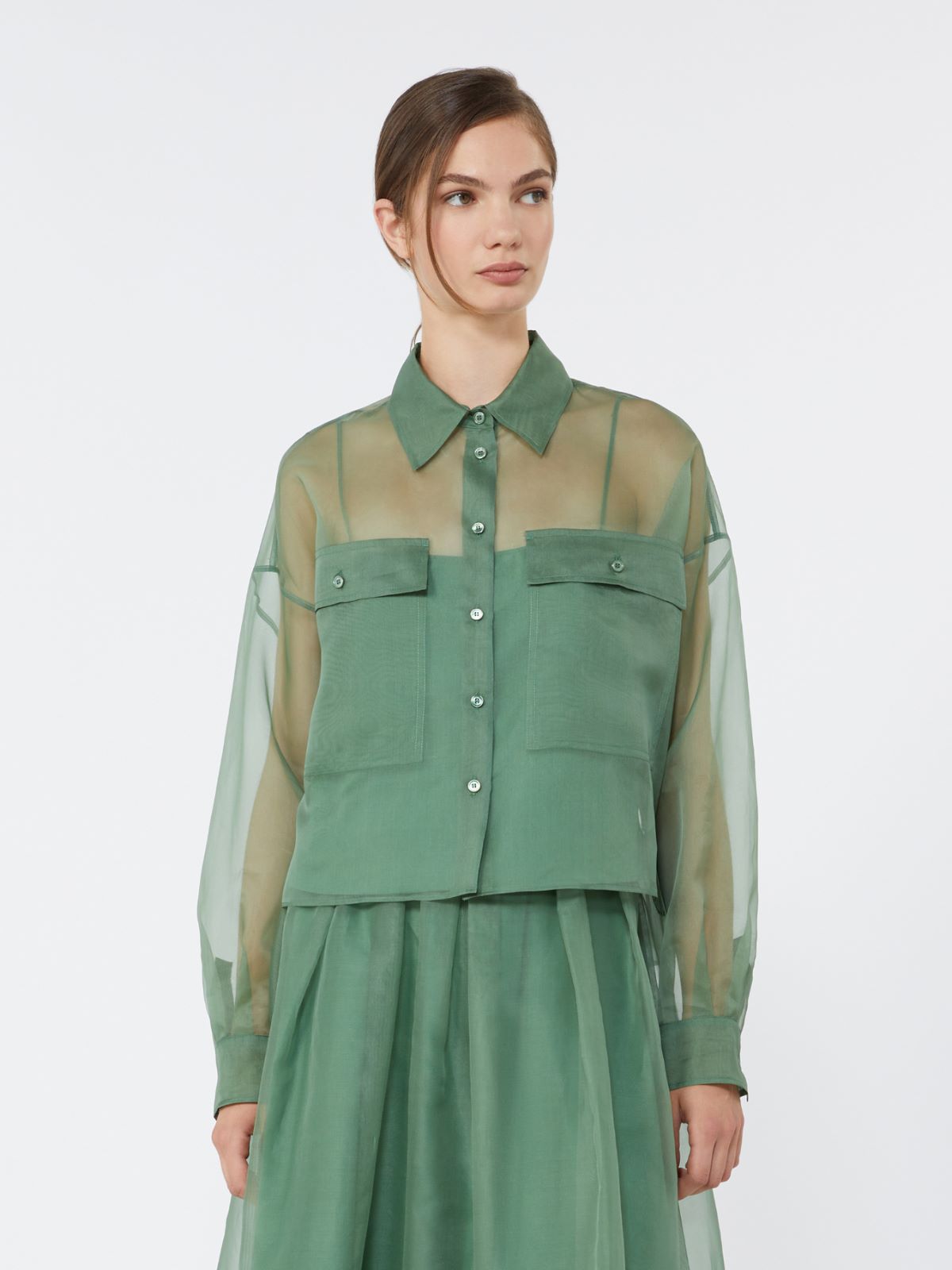Silk organza shirt - GREEN - Max Mara - 2