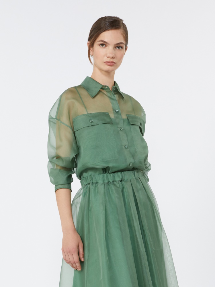 Silk organza shirt - GREEN - Max Mara - 4