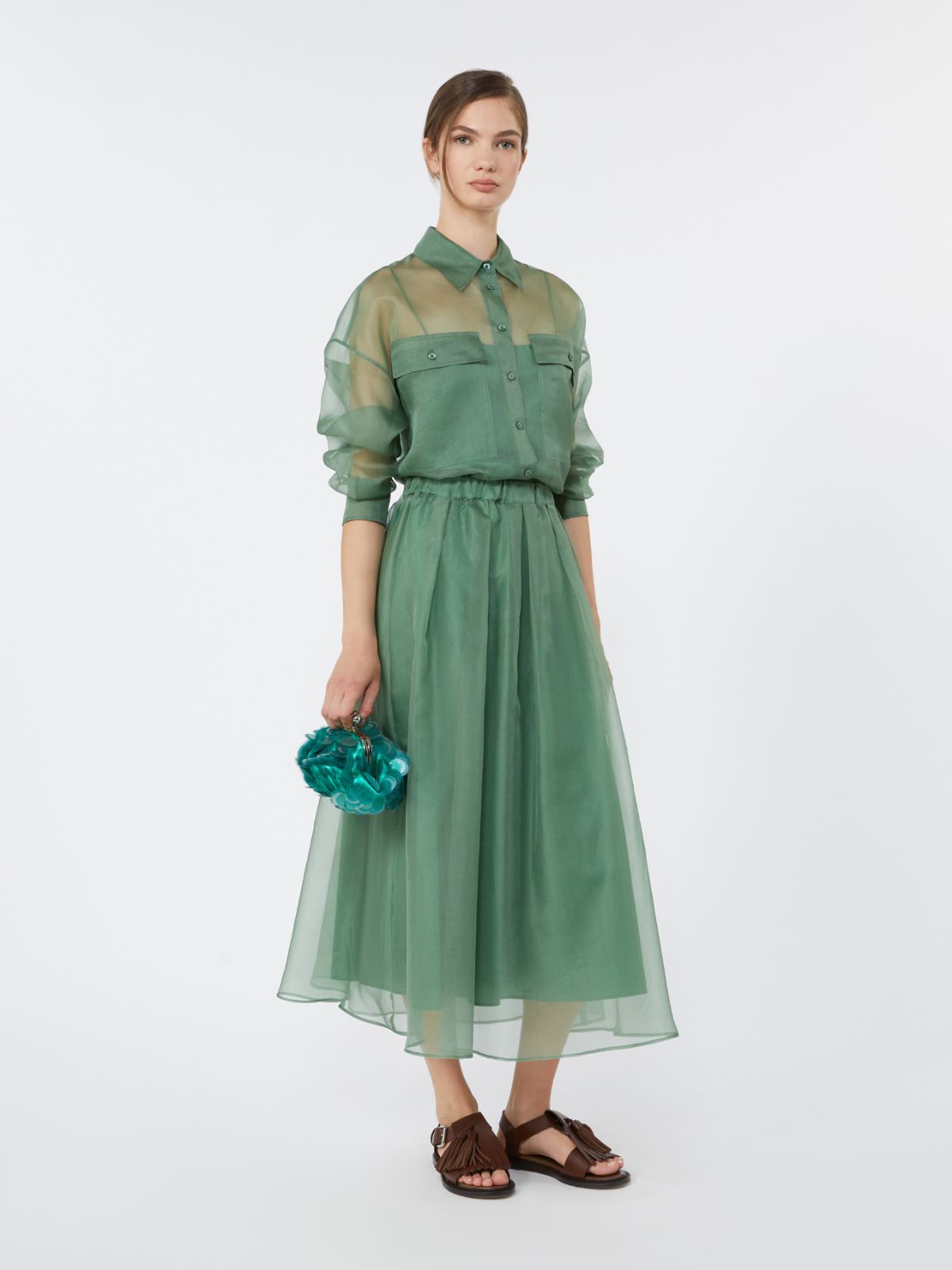 Silk organza shirt - GREEN - Max Mara
