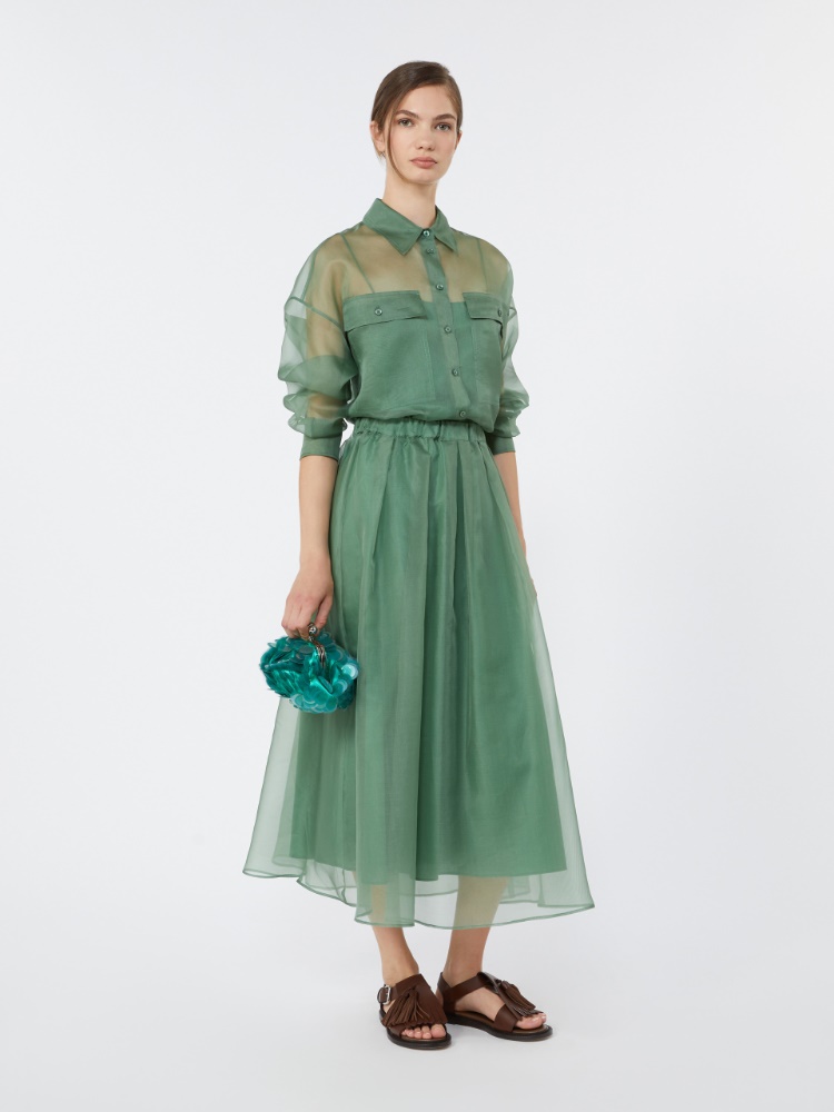 Silk organza shirt - GREEN - Max Mara - 1