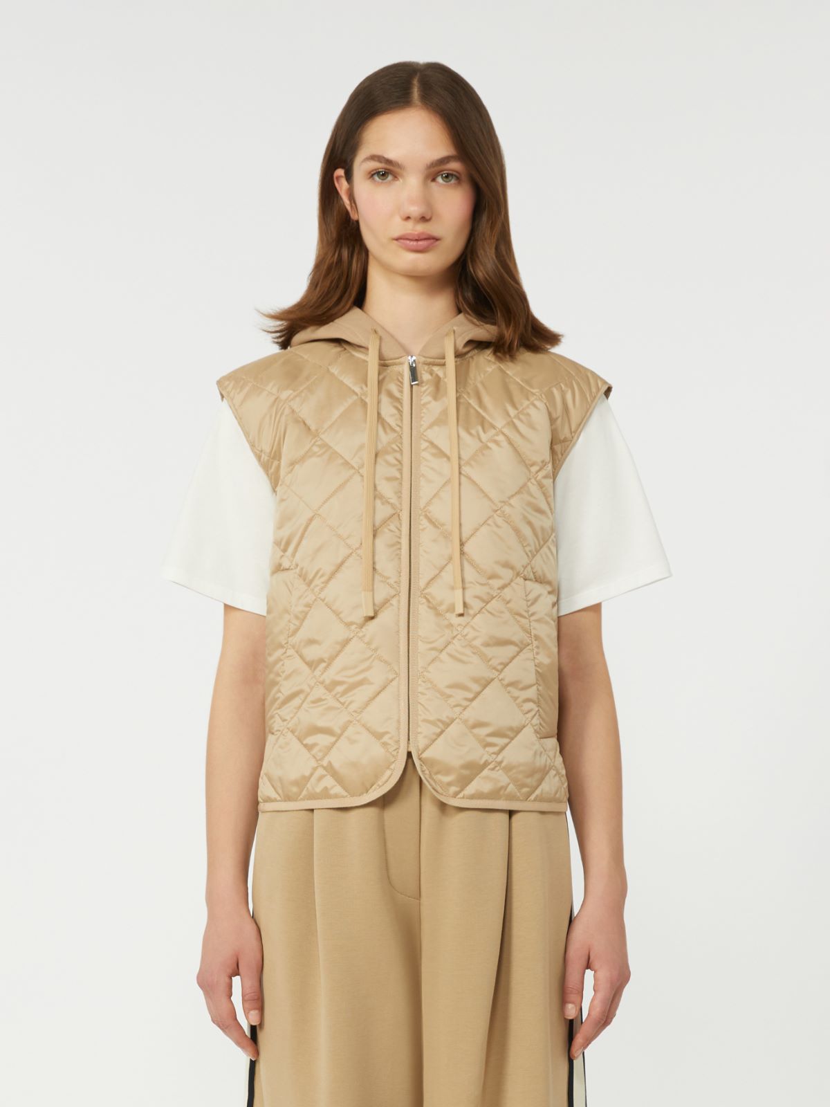 Padded sleeveless jacket in water-repellent canvas - BEIGE - Max Mara - 5