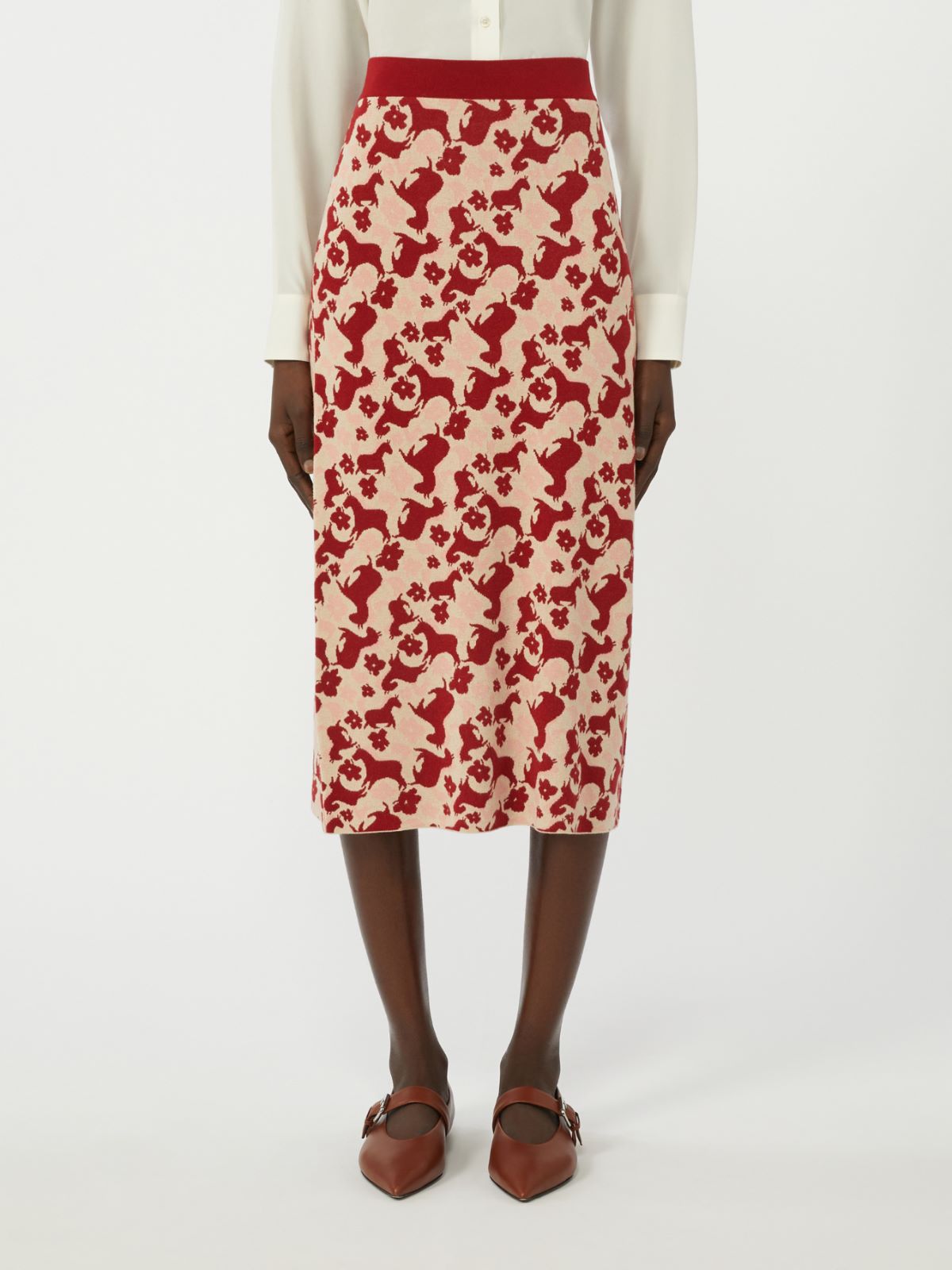 Jacquard yarn skirt - RED - Max Mara - 4